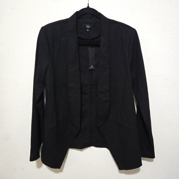 LULUS Miss Punctuality Lightweight Linen Blend Blazer In Black Size Large - Picture 2 of 12